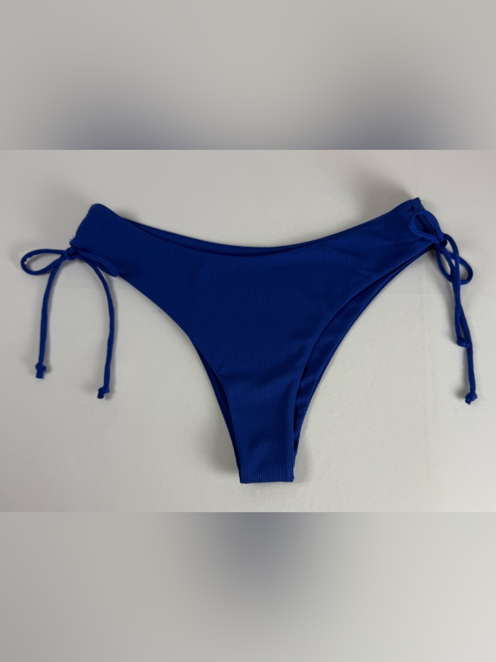 Ribbed Side-Tie Bikini Bottom Women’s XL Adjustable Swimwear - Navy Blue
